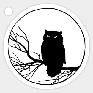 Scary Vintage Owl on Tree Sticker